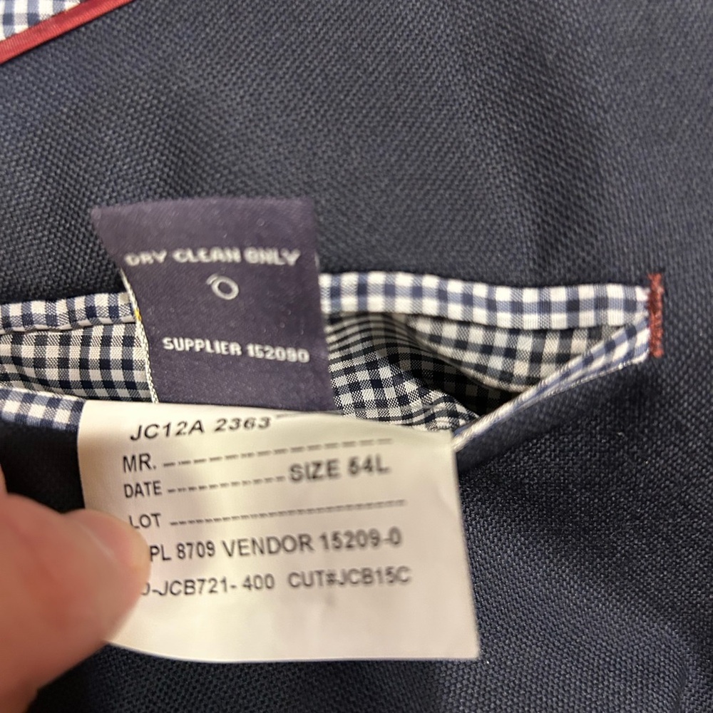 Stafford Men’s Navy Wool Blazer Sport Coat Jacket, 2 Button, Single Vent, 54L - Picture 12 of 14
